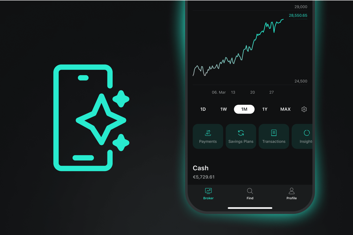 Refreshed app design for Broker home screen Scalable Capital